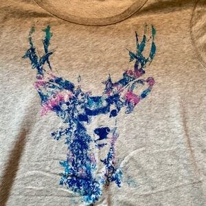 Aeropostale Gray Blue Deer Graphic Raglan Sweatshirt size XL
